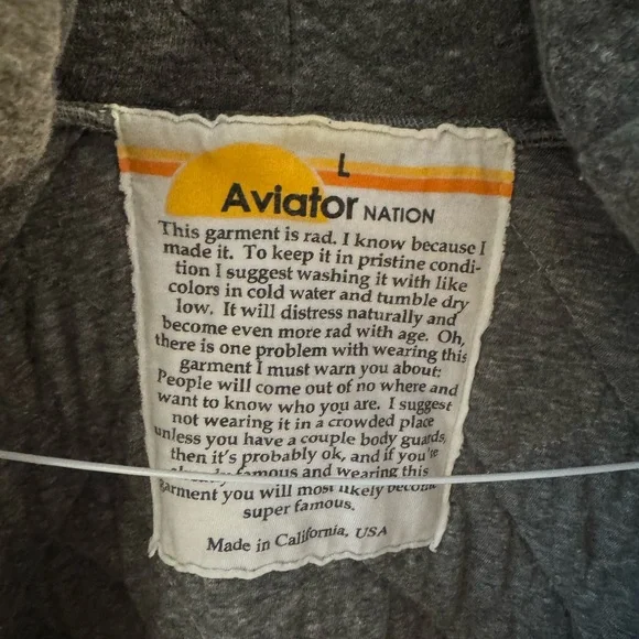 Aviator Nation: QUILTED ZIP HOODIE RELAXED - HEATHER GREY - Picture 4 of 11